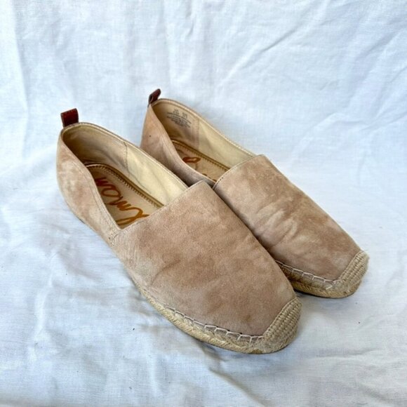 Sam Edelman 9.5 Khloe Slip-On Espadrille Light Brown Tan Suede Leather Summer - Picture 1 of 7